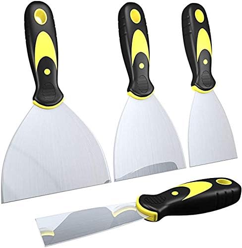 Amazon Com Putty Knife Scrapers Spackle Knife Metal Scraper Tool For Drywall Finishing Plaster Scraping Decals And Wallpaper 4 Pack 5 4 3 1 5 Wide Everything Else