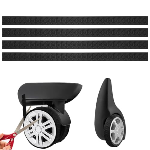 UEIOAVL Maletas Paquete de 4 protectores de goma para ruedas de maletas, protectores de ruedas para maletas, cubiertas silenciosas de silicona para ruedas de equipaje (negro)