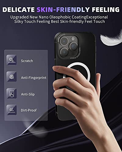 Image of eller sante SAN MagPro Frosted for iPhone 14 Pro Case Cover, 6 Feet Drop Protection, Shockproof, Scratch Resistant, Slim, Thin, Compatible with iPhone 14 Pro MagSafe Back Cover - Black