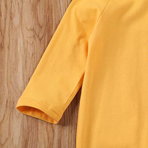 Fiomva Newborn Baby Girl Boy Hooded Romper Long Sleeve Lining Stripe Print Casual Fashion One-Piece Jumpsuit (Solid Yellow, 0-3 Months) #TOP4