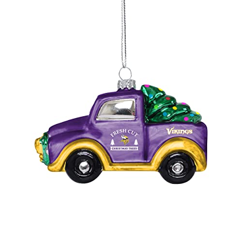 FOCO Minnesota Vikings NFL Blown Glass Truck Ornament