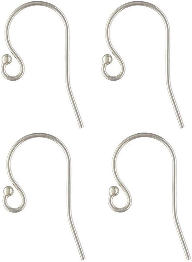 100pcs Adabele Hypoallergenic Tarnish Resistant Ball End Fish Earring Hooks 20mm Sterling Silver Plated Brass Ear Wire (Wire 0.7mm/21 Gauge) for DIY Earrings Jewelry Making BF242-1