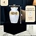 Small Urns for Human Ashes Keepsake – Handcrafted White Memorial Urn with Brass Accent – Mini Keepsake Urn for Men and Women – Remembrance Urn (Small)