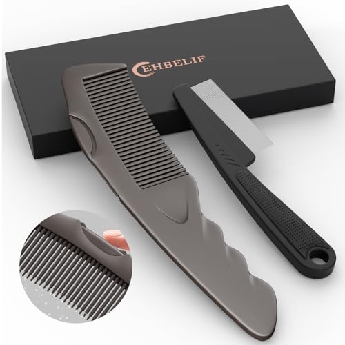 Dandruff Comb 2PC Fine Tooth Scalp Detox Brush Brown