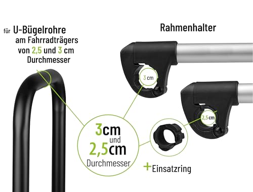 Strap Rahmenhalter kurz Ø 25+30mm, Schwarz/Silber