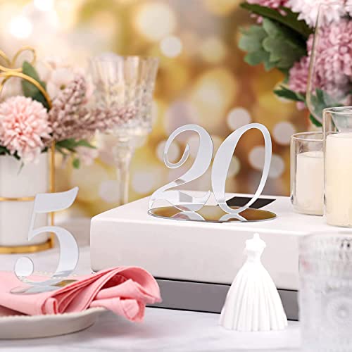 Porte-numéro de table de mariage acrylique argenté pour réception festive - 2