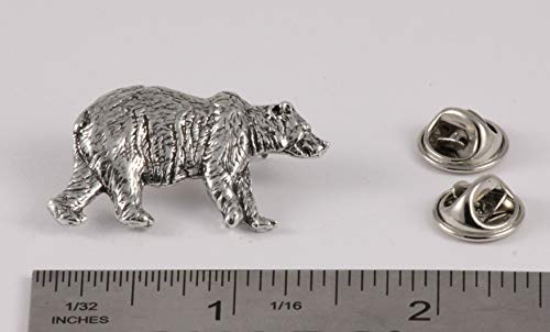 Grizzly, Brown Bear Walking Pin, Pewter, 1.25 Inches, 100% Handmade in the USA, Grizz, Hunting, Realistic, Metal, Lapel, Hat, Brooch, Gift, Jewlery, Over 3100 Wildlife Designs2