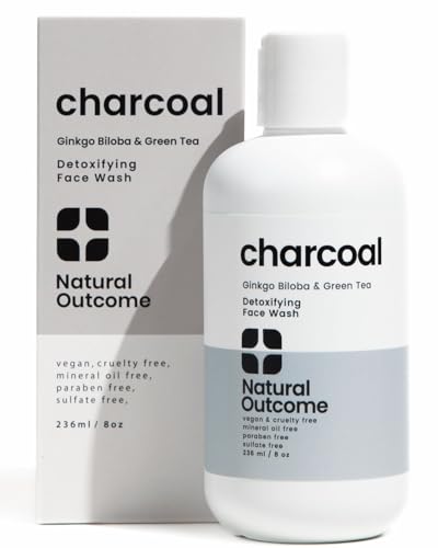 natural outcome Charcoal Face Wash | Daily Detoxifying Charcoal Cleanser for Acne | Deep Pore Cleanser Hydrates & Purifies Skin with Green Tea, Aloe Vera, & Ginkgo Biloba | For Men & Women | 8 oz