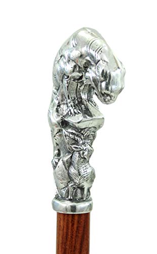 Elegant Robust Walking Cane for Grandma & Grandpa - Cavagnini Handmade Wood & Pewter Stick, Luxury Gift, Made in Italy, Handcrafted Cane