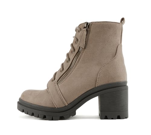 Image of Soda Indiana Women's Faux Leather Lace Up High Chunky Heel Ankle Booties