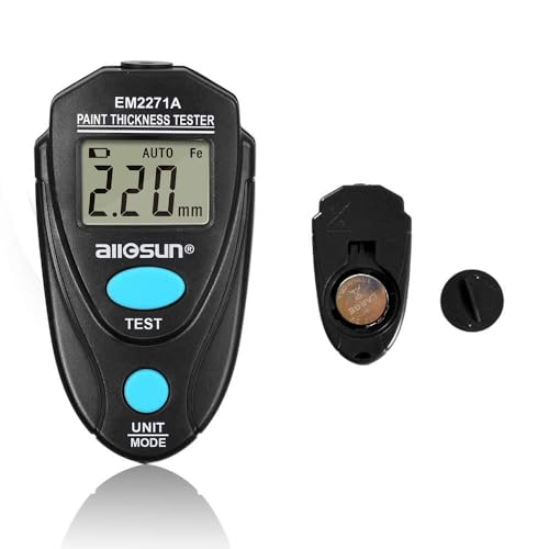 allsun Paint Thickness Gauge Paint Meter for Cars Mil Paint Coating Depth Gauge Resolution 0.01mm/0.1mil EM2271A