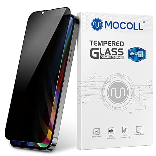 MOCOLL Privacy Screen Protector for iPhone 14 Pro Max Anti Spy Tempered Glass Full Coverage 9H Hardness Anti Scratch Fingerprint Free Bubble Free Shatterproof Film