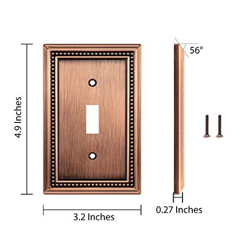 Image of Sunken Pearls Heavy Duty Decorative Wall Plate Switch Plate Outlet Cover (Single Toggle, 3 Pack, Antique Copper)