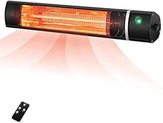 COSTWAY 1500W Wall Mounted Infrared Patio Heater with 3 Heat Setting, Remote Control and Angle Adjustment, Indoor Outdoor Hanging Electric Warmer for Garden Garage Bedroom, IP65 Waterproof (Black)