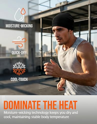 Image of Sweat Wicking Skull Caps Cooling Helmet Liner Hat Running Beanie Cycling Skullcap Sleeping Cap for Men Women