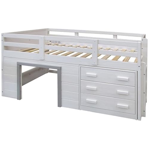 Donco Kids Sweet Dreams Distressed Twin Low Loft Bed In White And Grey Finish #TOP27