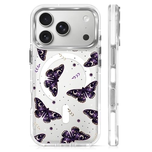 Coque iPhone 17 Pro Magsafe rigide transparente Luna Moth