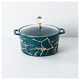 1 SHHMA Double Handle Lid Ceramic Tureen Soup Ceramic Round Casserole/Clay Pot/Earthen Pot/Ceramic Cookware with Lid Heat-Resistant,Verde