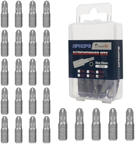 HPHOPE PZ3 Bit, Pozi Bits PZ3, Bit-Sortiment, Länge: 25 mm, 25 Stück