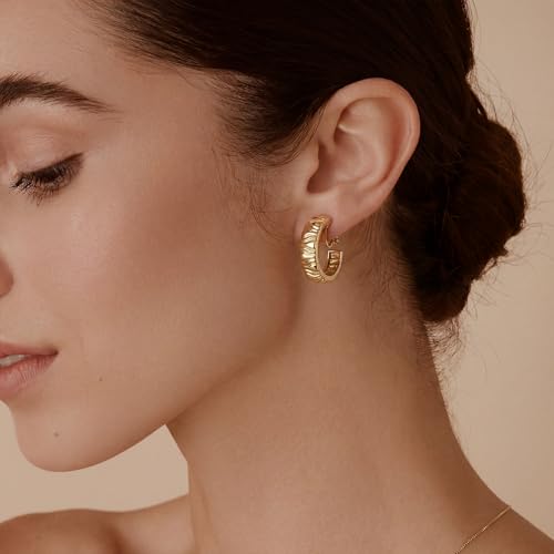 Image of Clip on Earrings for Women, 14K Gold Small Gold Hoop Earrings, Hypoallergenic Non Pierced Hoop Earring for Women