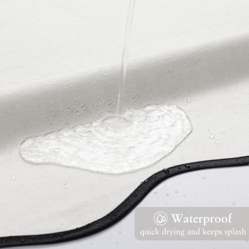 Linen Scallop Shower Curtain with 12 Clear Hooks, Waterproof, 72x72, White by LilyCat - Used condition - Image 6
