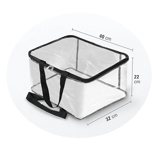Image of Pack of 4 Transparent Pvc Storage Bag for Saree Covers,Clothes, Lehenga, Blankets, Bedsheets, Toys, Docs | Wardrobe Organizer | Clear Storage Box Bag (4) plastic