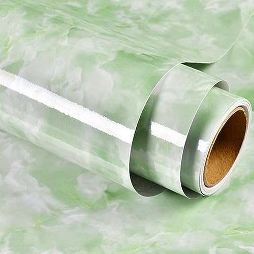 MOCNT Self Adhesive Marble Wallpaper 60cm x 5m Sticky Back Vinyl Wrap Cabinets Kitchen Sticker Waterproof Furniture Stickers Removable Vinyl Film Cover Wardrobe Contact Paper Green