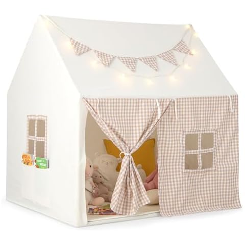 COSTWAY Kids Play Tent with Mat and Lights Cover
