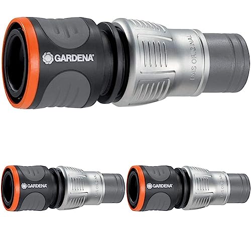 Gardena 18256-20 Anschlussstück Wasserschlauch, Schwarz/Silber, 10x4.5x4.5 cm (Packung mit 3)