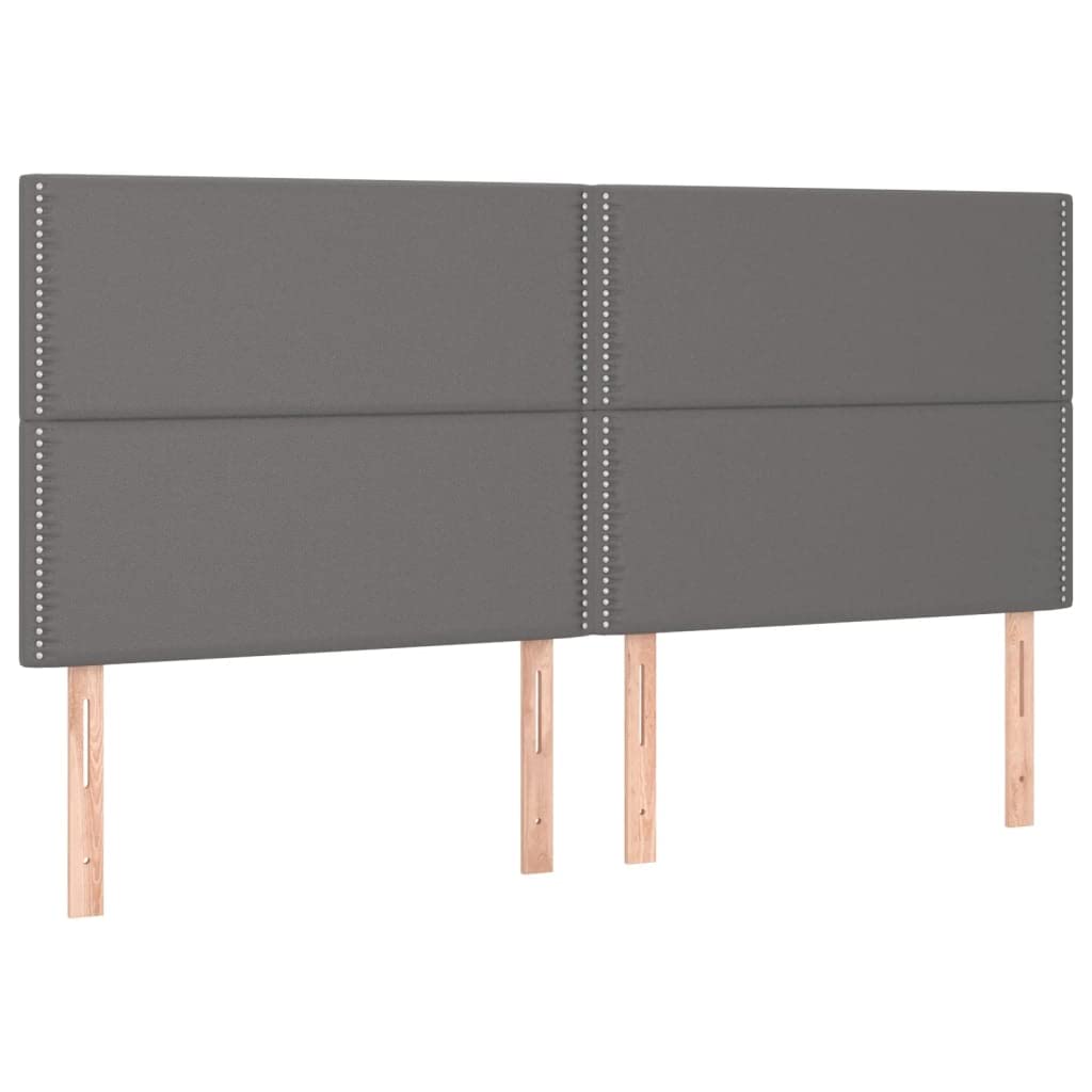 vidaXL 4X Cabeceros Cama Cabezal Dormitorio Estructura Habitación Mobiliario Muebles Decoración Adorno de Cuero Sintético Gris 100x5x78/88 cm