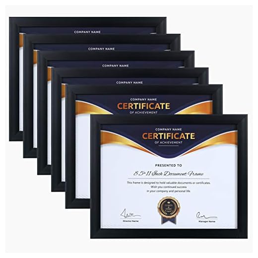 ELSKER&HOME 8.5x11 Picture Frame - Certificate Document Frame 6 Pack with Semi-Tempered Glass - Black Sturdy Wood Composite Award Diploma Frame - Includes Hanging Hardware and Desktop Easel