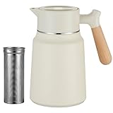 VETIN 1,5L Thermoskanne, Teekanne Thermo 304 Edelstahl Doppelwandige Vakuumisolierung, Isolierkanne...