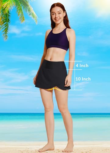 BALEAF Saia de natação feminina, cintura alta, controle de barriga, roupa de banho com bolso forro,