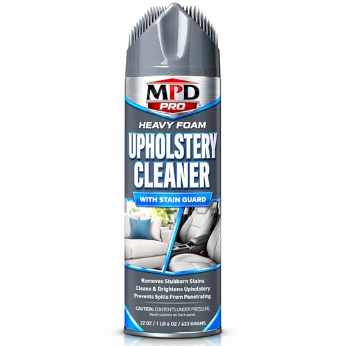 MPD PRO Heavy Foam Upholstery Cleaner with Stain Guard – 22 oz | Deep Cleaning Foam for Upholstery, Fabric & Carpets | Prevents Spills from Penetrating Fibers - Pack of 1