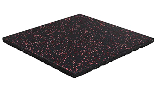 KaRaDaStyle ゴムマット ジムマット 25mm 衝撃吸収 防音 防振 ホームジム 筋トレ マット ダンベルマット トレーニングマット ジム フロアマット 床 ラバーマット ゴムチップ gym mat 50角 (単品/レッド)