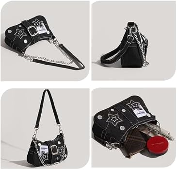 Grunge Y2k Purse Y2k Bag Black Y2k Accessories Goth Punk Shoulder