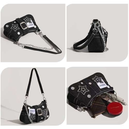 Grunge Y2k Purse Y2k Bag Black Y2k Accessories Goth Punk Shoulder Bag Vintage Crossbody Bag for Women Girl by Twievo - Used condition - Image 5