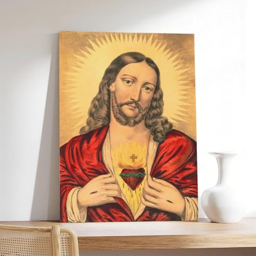 Sacré-Cœur de Jésus impression sur toile 50x75 cm décoration murale chrétienne