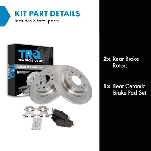 Image of TRQ Rear Brake Pad and Rotor Set Ceramic Compatible with 2006-2015 Mazda MX-5 Miata