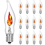 FANHONSE Halloween Flicker Flame Light Bulb, C18 Clear Flame Candelabra Replacement Bulbs, Halloween Decorations, 120 Volts, E12 Flame Candelabra Base Bulbs, 12 Pack