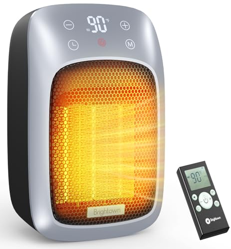 Brightown Plug In Space Heater for Indoor Use, 800W Small Wall Outlet Heater with Remote and Thermostat, LED Display, 12H Timer, Overheat Protection for Bathroom Bedroom Office Home by Brightown - Used condition - US$7.89