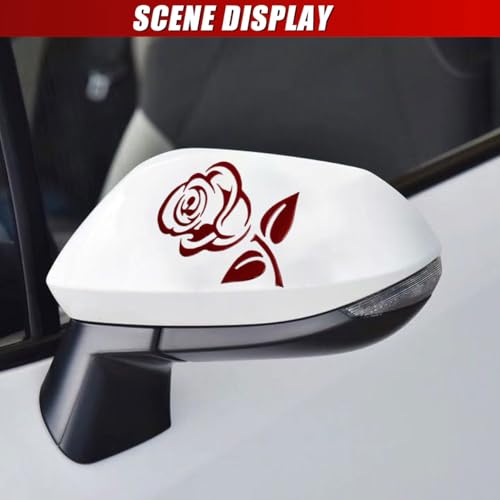 Image of 3D Rose Car Sticker Decal, Waterproof PVC Auto Bumper Stickers, 3.9'' x 3.1'' Cute Flower Car Window Decals, Vehicle Exterior Decoration Accessories for Wall, Mirror, Laptop (Red)