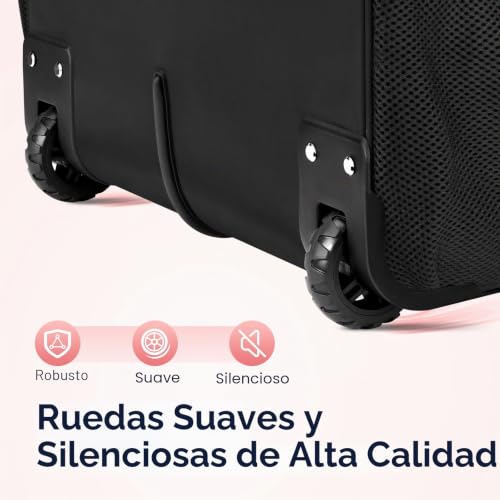 Maletín con ruedas 40L impermeable para mujer con mango telescópico de aluminio negro 5