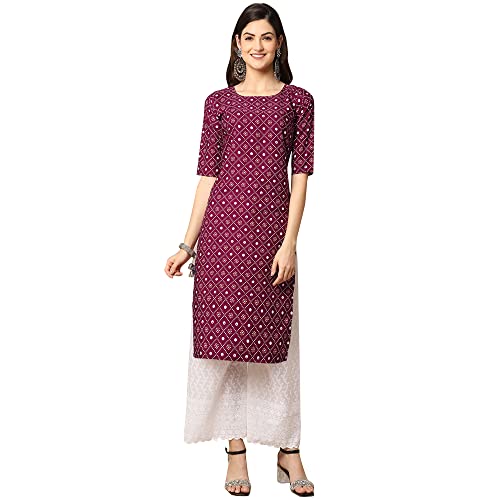Image of Pinkmint Women's Crepe Floral Regular Kurta