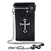 Mens Gothic Skull Cross Leather Biker Punk Wallet with a Metal Long Chain Black