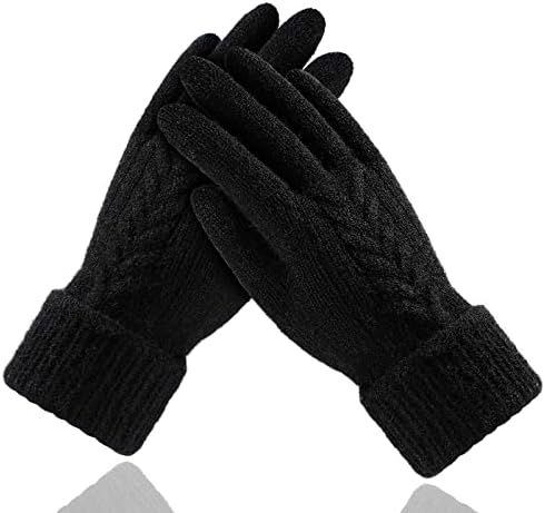 Achiou Winter Gloves for Women, Warm Touch Screen Texting Gloves, Womens Knit Glove Soft Thick Fleece Lined