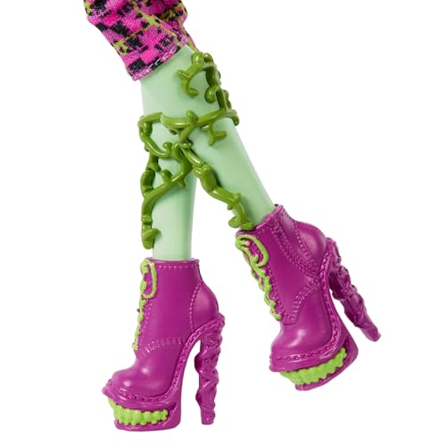 Monster High Gruselige Reproduktion der ursprünglichen Puppe, Venus McFlytrap Sammelfigur-Nachbildung mit Puppenständer, Tagebuch und Haustier, JHK58