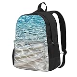 Fbghhty Mochila de gran capacidad con estampado de agua de mar transparente para adultos, escuela, viajes, senderismo, trabajo, uso diario