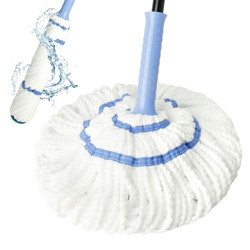 Image of Self-Wringing Twist Mop,57 inch Long Handle, House Accessories,Blue | Microfiber Floor Mop, House Accessories,Household Clean Mop for Tile, Hardwood, Kitchen, Bathroom, Patio, Garage