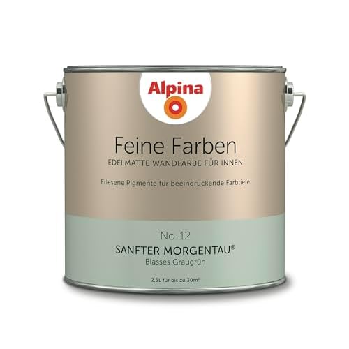 Alpina 2,5 L. Feine Farben, Farbwahl, Edelmatte Wandfarbe für Innen (No.12 Sanfter Morgentau - Blass